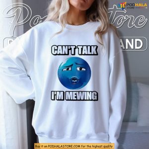 Blue Ooh Emoji Shirt With Can't Talk I'm Mewing Meme Power 3