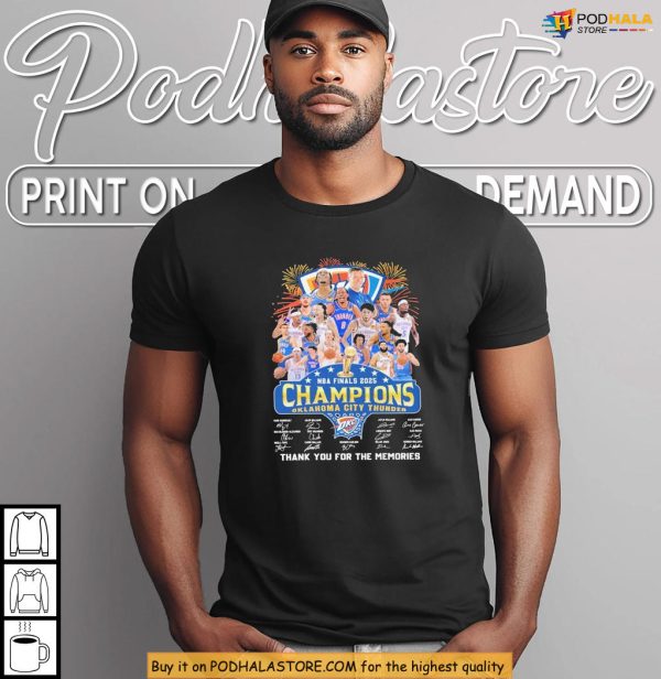Champions Shirt Commemorating Thunder 2025 Victory With Players And Signatures