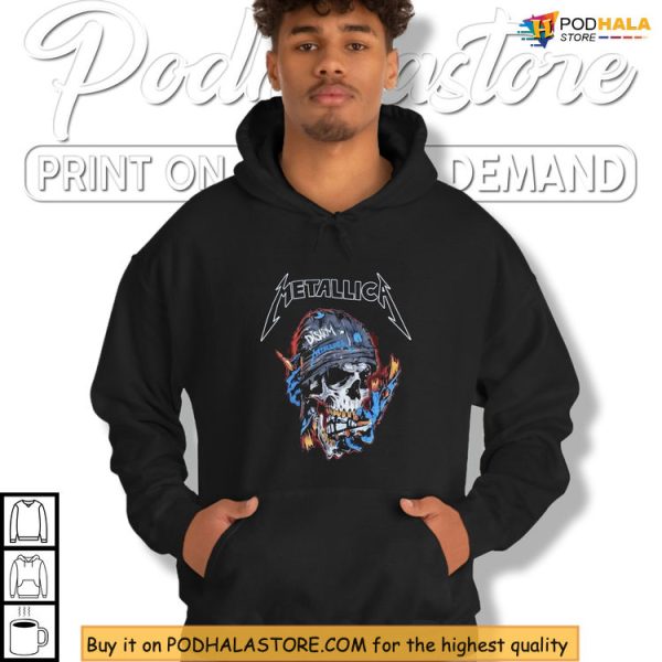 Classic 90s Metallica Band T Shirt With Grunge War Helmet Design
