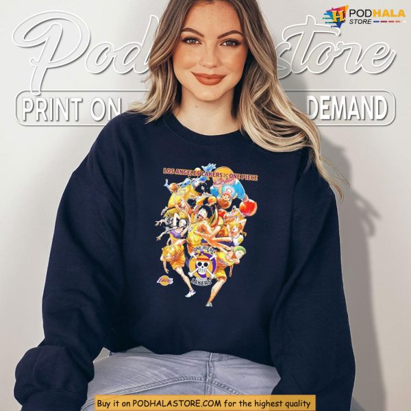 Exclusive La Lakers One Pice Collab Merch Sell Shirt For Otaku Hoopers