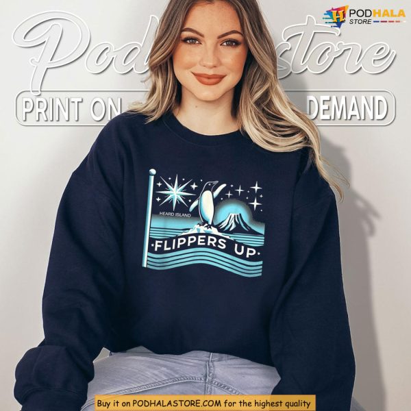 Flippers Up Shirt Showcasing Penguin Pride And Island Wilderness