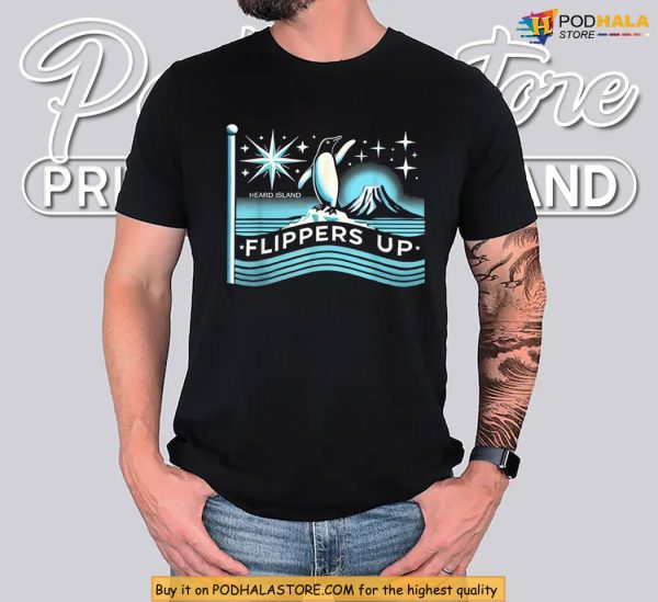 Flippers Up Shirt Showcasing Penguin Pride And Island Wilderness