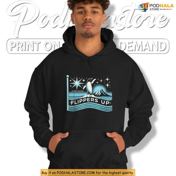 Flippers Up Shirt Showcasing Penguin Pride And Island Wilderness