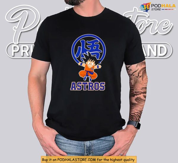 Funny Astros Shirt Featuring Goku Kanji And Anime Crossover