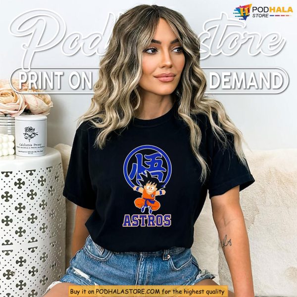 Funny Astros Shirt Featuring Goku Kanji And Anime Crossover