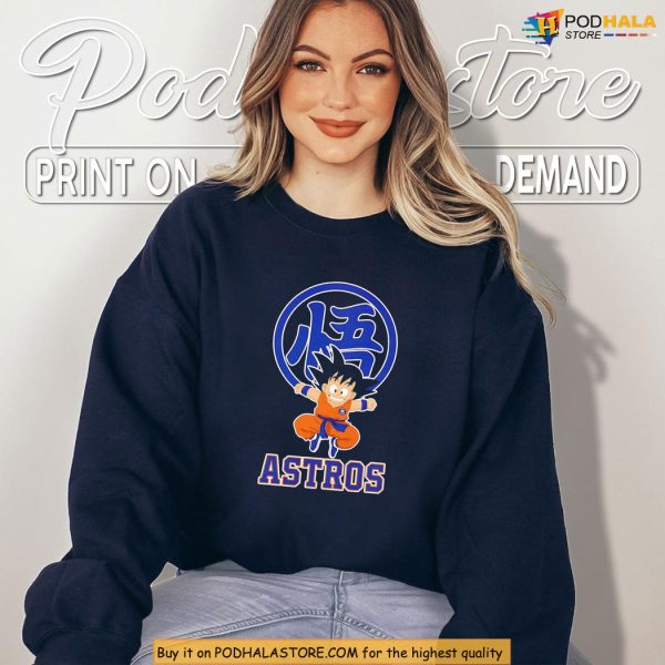 Funny Astros Shirt Featuring Goku Kanji And Anime Crossover