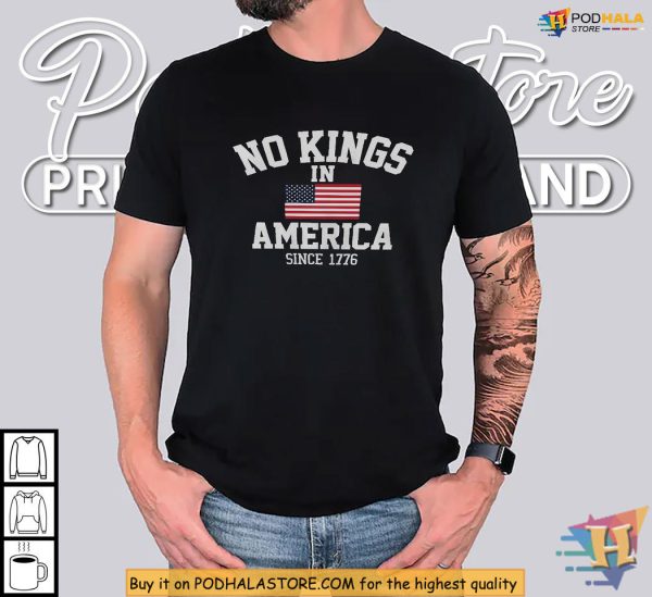 No Kings Democracy Shirt, USA Protest Graphic for July 4th Celebration