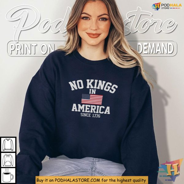 No Kings Democracy Shirt, USA Protest Graphic for July 4th Celebration