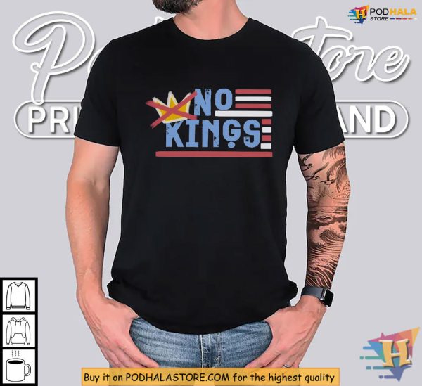 No Kings Shirt, Retro America Vibe With Crossed Crown And Liberty Graphic