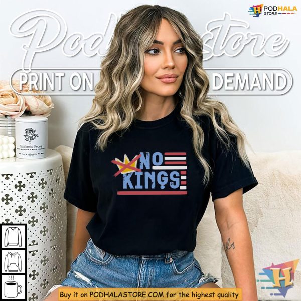 No Kings Shirt, Retro America Vibe With Crossed Crown And Liberty Graphic