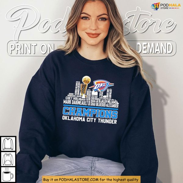 Oklahoma City Thunder Champions Shirt Celebrates 2025 NBA Glory Skyline