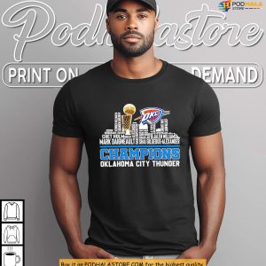 Oklahoma City Thunder Champions Shirt Celebrates 2025 NBA Glory Skyline 3
