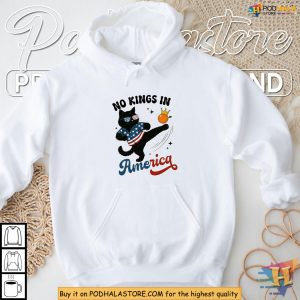 Patriotic Political Shirt With No Kings Black Cat 4th Of July Protest 4