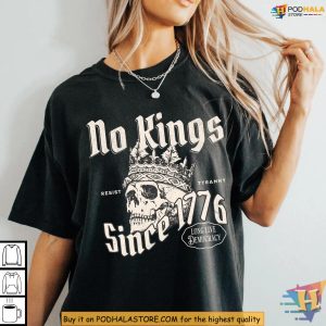 Retro No Kings Shirt With Skull Crown Resist Tyranny In American Style 2