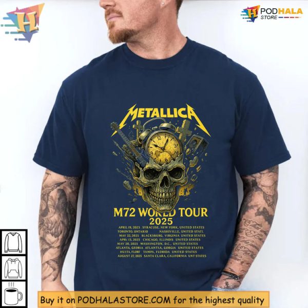 Skull Clock Metallica Concert Shirt From M72 2025 Tour Dates Drop