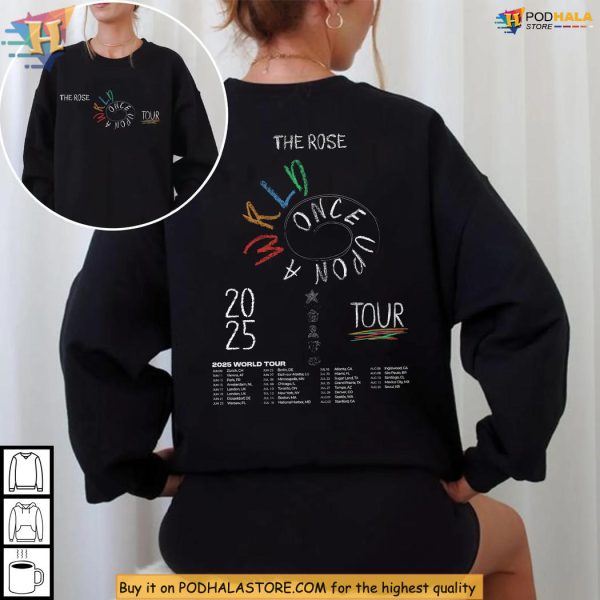 The Rose Shirt Once Upon A WRLD Tour 2025, Color Spiral Band Merch