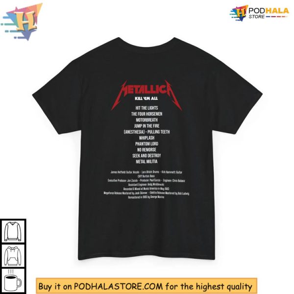 Vintage Vibe Metallica Kill Em All Shirt With Full Tracklist Back Print