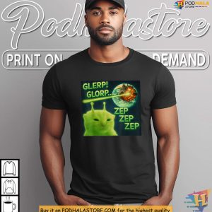 Alien Cat Shirt With Glerp Glorp Zep Meme For Sci Fi Party Laughs 3