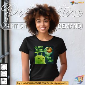 Alien Cat Shirt With Glerp Glorp Zep Meme For Sci Fi Party Laughs 4