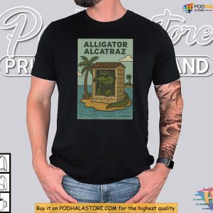 Alligator Alcatraz Shirt Dark Humor Graphic Depicts Florida Gator In Prison
