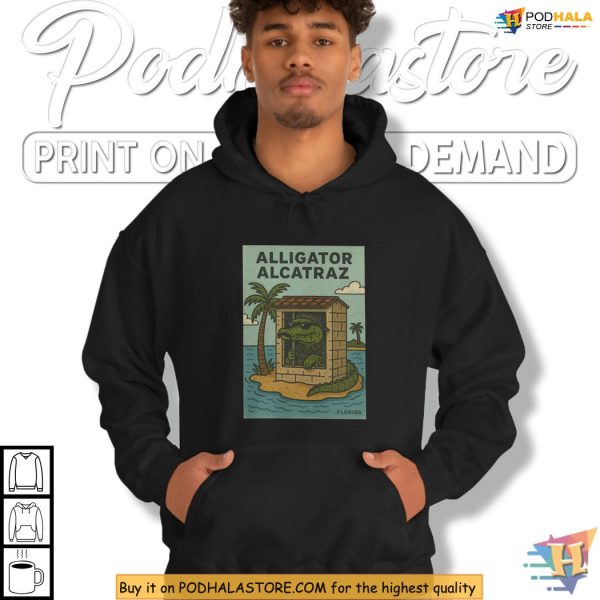 Alligator Alcatraz Shirt Dark Humor Graphic Depicts Florida Gator In Prison