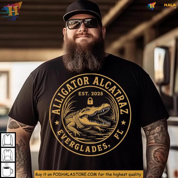 Alligator Alcatraz Shirt Florida Everglades Lockup Est 2025 Protest Design
