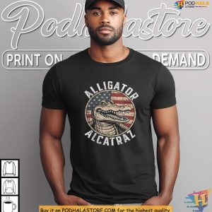Alligator Alcatraz Shirt Florida Gator USA Flag Dark Humor Political Laugh 2