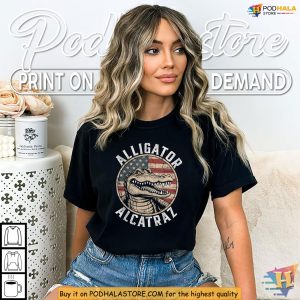 Alligator Alcatraz Shirt Florida Gator USA Flag Dark Humor Political Laugh 3