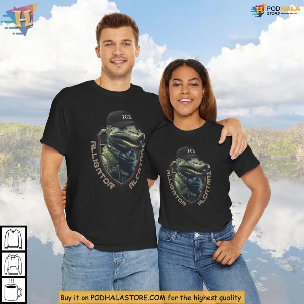 Alligator Alcatraz Shirt With ICE Cap Meme, Florida Political Humor