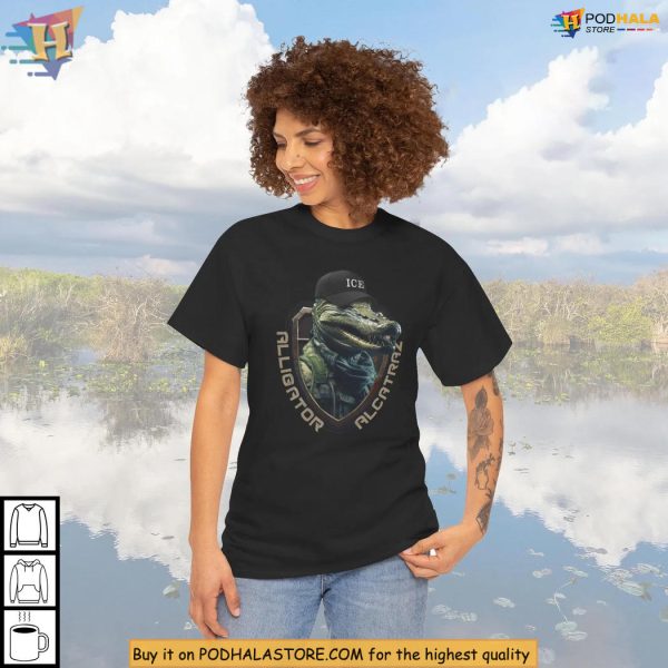 Alligator Alcatraz Shirt With ICE Cap Meme, Florida Political Humor