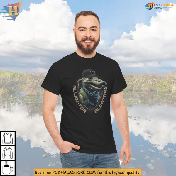 Alligator Alcatraz Shirt With ICE Cap Meme, Florida Political Humor
