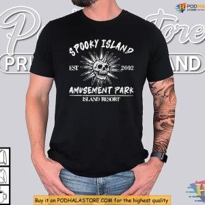 Creepy Amusement Skull Shirt Dark Humor 2002 Haunted Island Holiday Vibe 2