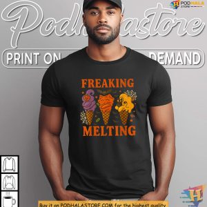 Freaking Melting Shirt, Funny Halloween Ice Cream With Pumpkin Bats