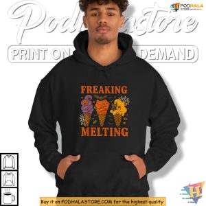 Freaking Melting Shirt Funny Halloween Ice Cream With Pumpkin Bats 3