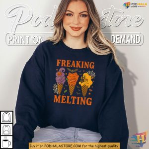 Freaking Melting Shirt Funny Halloween Ice Cream With Pumpkin Bats 4
