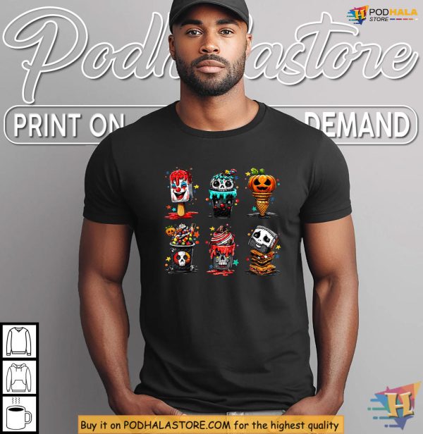 Halloween Shirt, Clown Popsicle Skull Cone Creepy Bloody Dessert Vibes