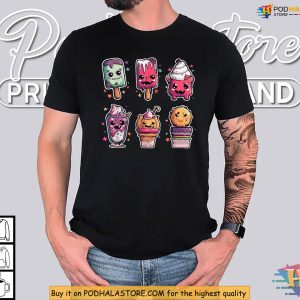 Halloween Shirt With Creepy Cookie Faces And Spooky Ice Cream Vibes 3