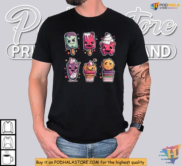 Halloween Shirt With Creepy Cookie Faces And Spooky Ice Cream Vibes
