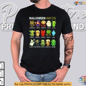 Happy Ghost Vampire Witch Goblin Halloween Monsters Shirt For Kids Smiles