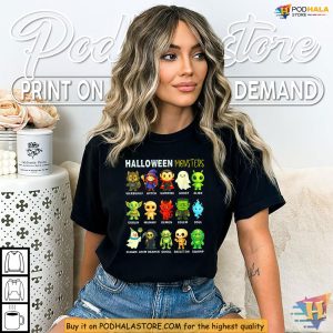 Happy Ghost Vampire Witch Goblin Halloween Monsters Shirt For Kids Smiles 3