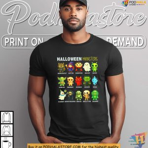 Happy Ghost Vampire Witch Goblin Halloween Monsters Shirt For Kids Smiles 4