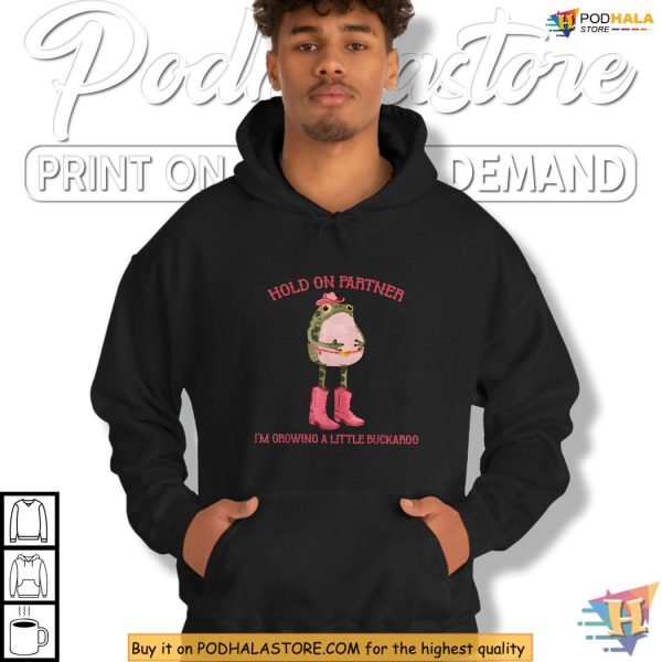 Hold On Partner Pregnancy Shirt Cowboy Frog Funny Halloween Baby Reveal