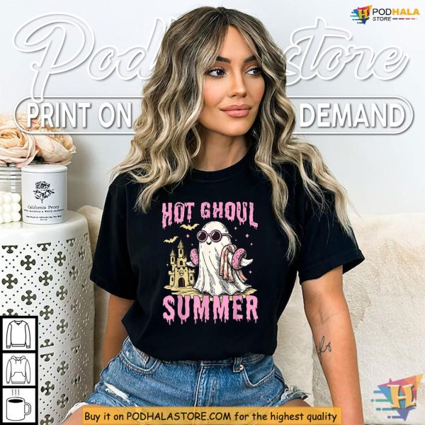 Hot Ghoul Summer Shirt With Ghost Castle Creates Spooky Beach Magic