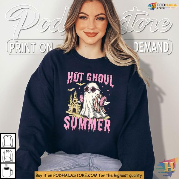 Hot Ghoul Summer Shirt With Ghost Castle Creates Spooky Beach Magic