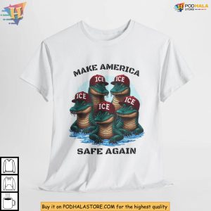 Make America Safe Again Graphic Alligator Alcatraz Shirt With ICE Caps