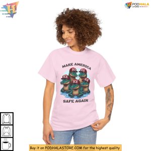 Make America Safe Again Graphic Alligator Alcatraz Shirt With ICE Caps 3
