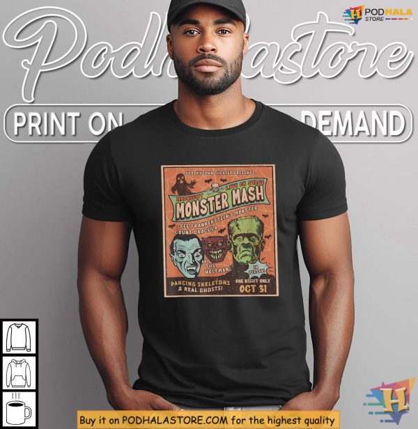 Monster Mash Shirt, Funny Dracula Wolfman Dance Retro Horror Vibe Quote