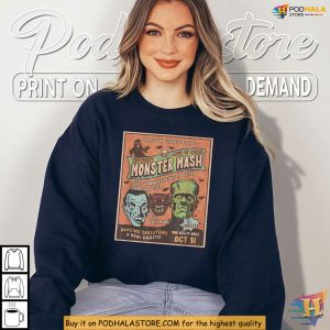 Monster Mash Shirt Funny Dracula Wolfman Dance Retro Horror Vibe Quote 4