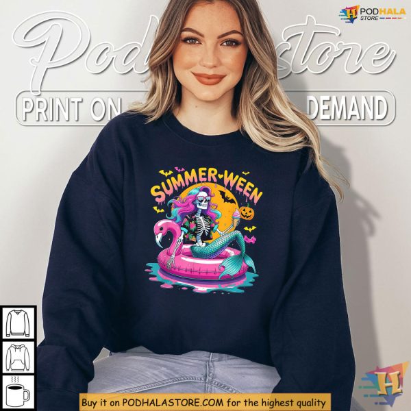 Quirky Mermaid Skeleton Shirt Gives Summerween A Spooky Beach Spin