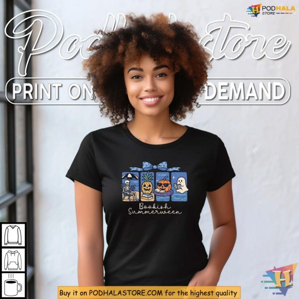 Skeleton Party Bookish Shirt With Pumpkin Beach Halloween Vibe